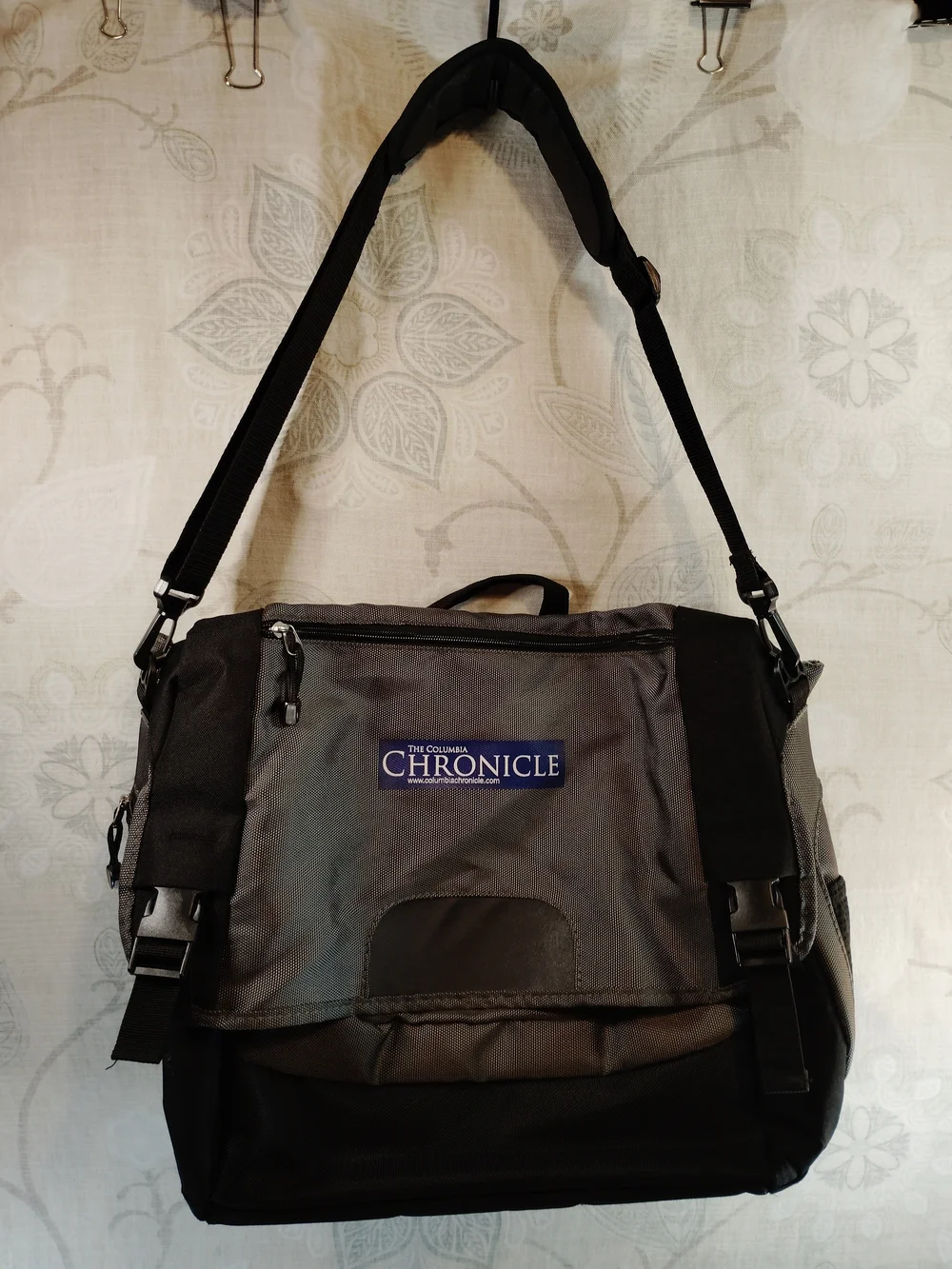 Gray& Black Laptop Messenger Bag with Shoulder Strap W/ Columbia Chronicle Logo